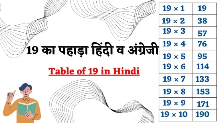 Table of 19 in Hindi
