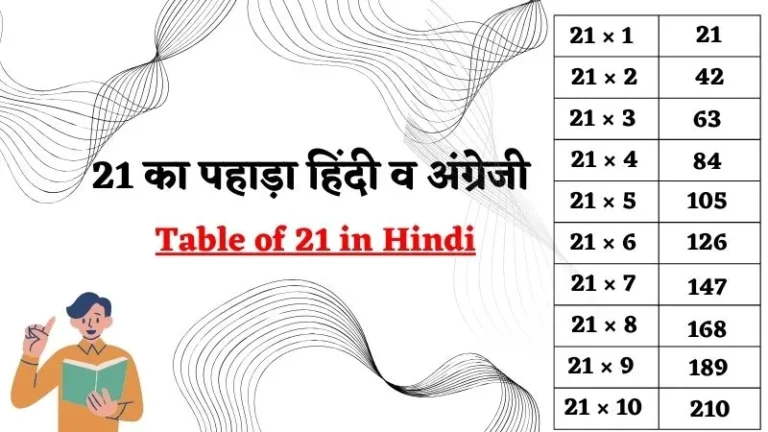 Table of 21 in Hindi